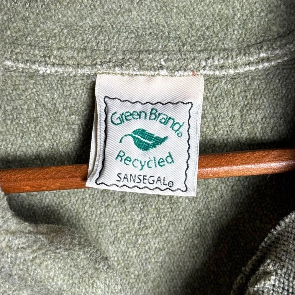 Green Brand Sansegal Recycled Yarn Mock Neck Button Pullover Sage Green Large - Picture 4 of 8